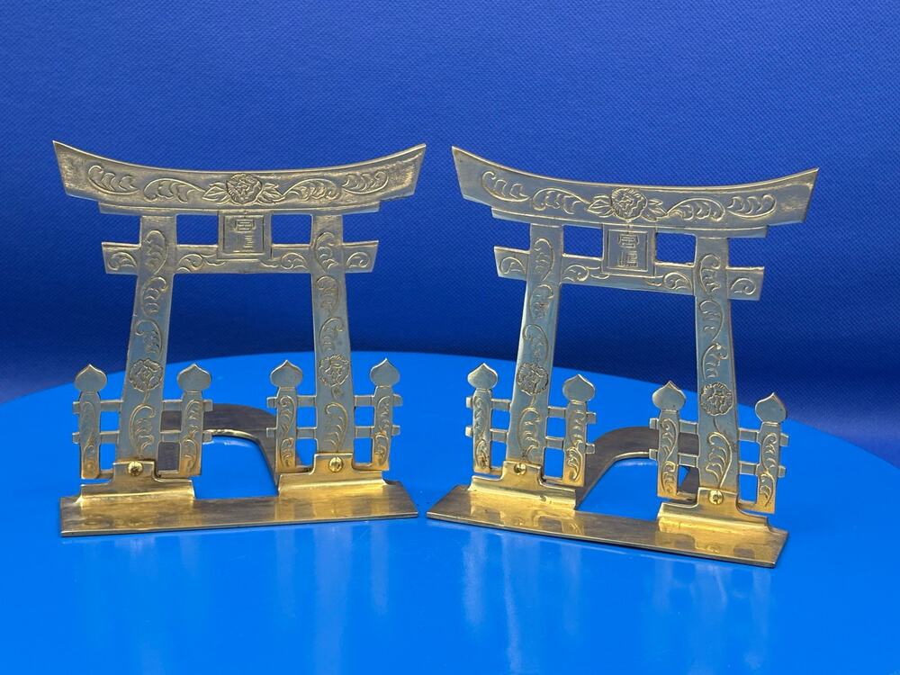 Solid Brass Japanese Toril Gate Design Pair of Bookends